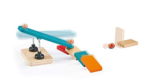 Dominó Fábrica Robótica de Hape, Set de Dominó de Dos Caras y Bola de Madera, Juego Educativo para Niños y Niñas