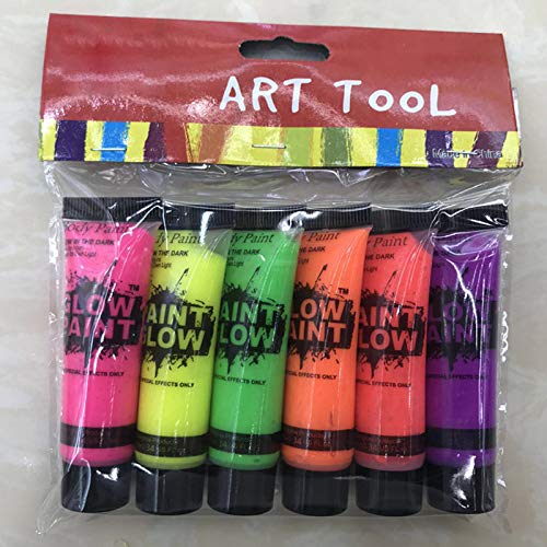 Dorime 5 Piezas de Arte Pintura de Cuerpo de neón del Partido Fluorescente Que Brilla en los niños Maquillaje Oscuro Cosplay Juguetes Pintura Pintura UV Glow