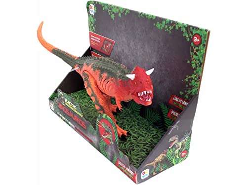 DQTOYS Dinosaurio Electrónico Carnotaurus Rojo con Luz y Sonidos