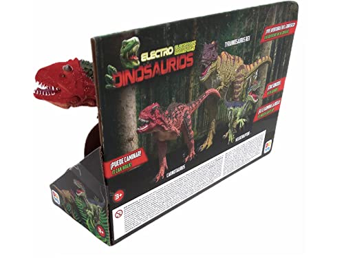 DQTOYS Dinosaurio Electrónico Carnotaurus Rojo con Luz y Sonidos