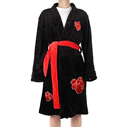 Dragon Ball Z Naruto Attack on Titan Albornoz Cosplay Hijo Goku Disfraz Adulto Noche Bata Ropa de Dormir Pijamas Traje de Baño, Negro, L