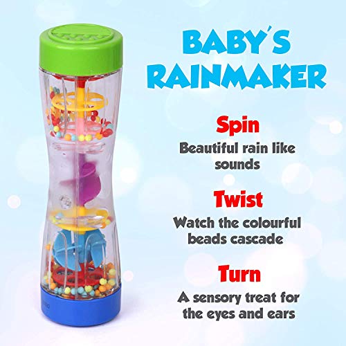 Dress Up America- Playkidz-Juguete Rainmaker de 8.5"para bebés pequeños, Tubo sonajero de Lluvia para niños agitador de Palo sensorial Musical. (Baby Toys)