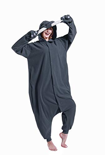 dressfan Unisexo Walrus Pijamas Animales Traje de Dormir Cosplay Disfraz Homewear Mamelucos Ropa De Dormir Comodidad Suave Festival de Carnaval Halloween Navidad (Gris, M(63"-66"))