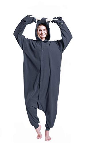 dressfan Unisexo Walrus Pijamas Animales Traje de Dormir Cosplay Disfraz Homewear Mamelucos Ropa De Dormir Comodidad Suave Festival de Carnaval Halloween Navidad (Gris, M(63"-66"))