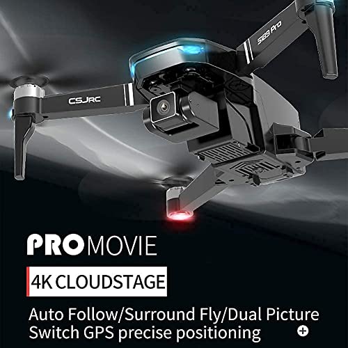 Dron 4K EIS con Cámara Uhd para Adultos, Cuadricóptero con GPS Fácil para Principiantes con 30 Minutos De Tiempo De Vuelo, Motor Sin Escobillas, Transmisión FPV De 5 GHz, Retorno Automático A Casa, S