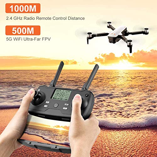 Drone GPS con cámara 4K para Adultos, 5G WiFi FPV RC Drone sin escobillas, posicionamiento de Flujo óptico, Modo sin Cabeza, retención de altitud, cuadricóptero RC Plegable Follow Me, 1 batería