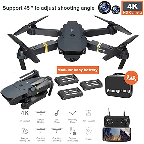 Drone Plegable Mini Drone con Cámara HD De 4K E58 RC Quadcopter WiFi FPV Video En Vivo Altitud Hold Drone Soporte Auto Retorno con 3batteries para Adultos para Niños Principiantes para Niños