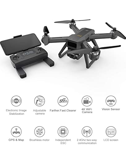 Drone Profesional 4K GPS 5G WiFi FPV Cámara HD 50X Zoom RC Drone Quadcopter Tiempo de Vuelo de 30 Minutos de Largo, 1.5Km de Largo Alcance, WiFi FPV Video en Vivo