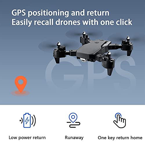 Drone with 5G Live Video Quadcopter Equipped with a Three-Axis Gimbal One Key Return Headless Mode Trajectory Flight 2 Batteries Blue (B)