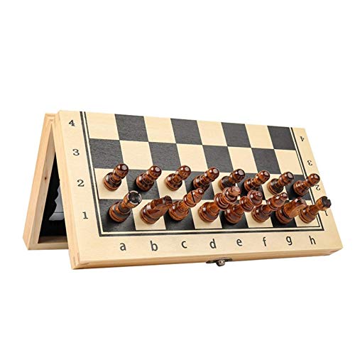 DRSM Juego de ajedrez para Adultos/Caja de Piezas de ajedrez, Piezas de ajedrez de Madera / 2 Queen Extra Gratis, Juegos de ajedrez únicos 2 en 1 y Juego de Tabler