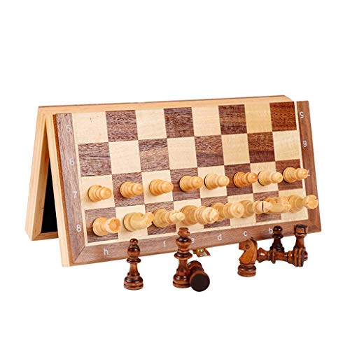 DRSM Juegos de ajedrez 2 en 1, Piezas de ajedrez de Madera/Caja de Almacenamiento Plegable, Piezas de ajedrez de Altura King de 2.3 Pulgadas / 2 Queen Extra Gratis