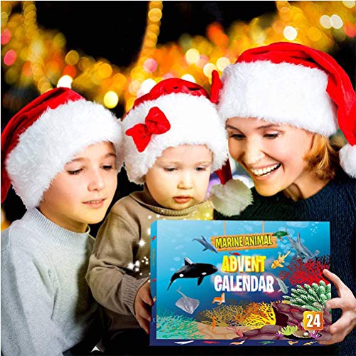 DUOCACL Calendario de Adviento de Navidad 2020, 24 Piezas, Juguete Educativo de Animales Marinos, Regalo Sorpresa de Cuenta atrás de Navidad para niños y niñas