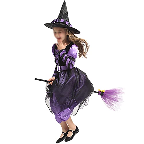 DXDUI Disfraz De Bruja Linda De Cuento Hadas Halloween Juego Lujo Magia para Niños Sombrero para Niñas Fiesta Carnaval Halloween Mardi Gras Fantasia Disfraz Cosplay,M