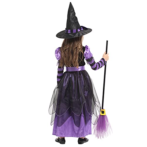 DXDUI Disfraz De Bruja Linda De Cuento Hadas Halloween Juego Lujo Magia para Niños Sombrero para Niñas Fiesta Carnaval Halloween Mardi Gras Fantasia Disfraz Cosplay,M