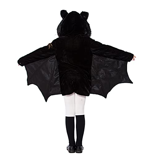 DXDUI Disfraz De Halloween para Niños Vestido Elegante Alas Murciélago Negras Capa Capucha Tela Suave Disfraz Fiesta Cosplay para Niños Y Niñas Disfraz Fiesta Graduación,3XL