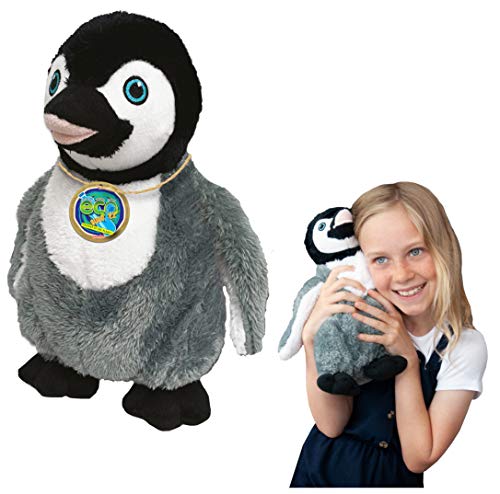 EcoBuddiez - Pingüino de Deluxebase. Peluche Grande de 30 cm elaborado con Botellas de plástico recicladas. Lindo Peluche ecológico con Forma de animalito para niños pequeños.