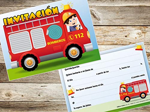 Edition Colibri 10 Invitaciones en español “Coche DE Bomberos“: Juego de 10 Invitaciones para el cumpleaños Infantil (10982 ES)