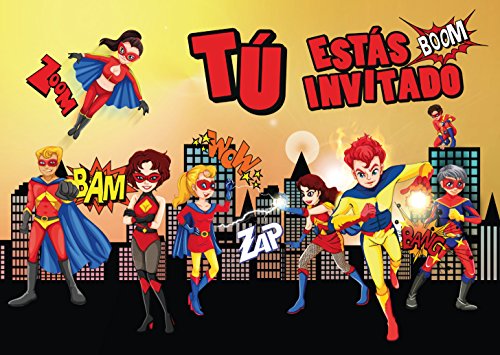 Edition Colibri 10 Invitaciones en español “Superheroes“: Juego de 10 Invitaciones para el cumpleaños Infantil del súper-héroe para súper-Chicos o súper-Chicas (10963 ES)