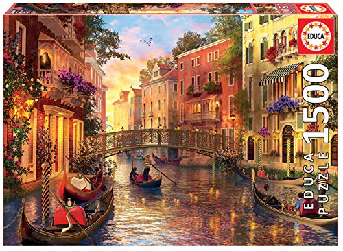 Educa Borras Genuine Puzzles, Puzzle 1.500 Piezas, Atardecer En Venecia (17124) + Almuerzo En Nueva York Puzzle, 1500 Piezas, Multicolor (16009)