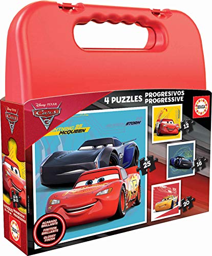 Educa - Cars 3 Maleta, Conjunto de Puzzles Progresivos, Multicolor (17175)