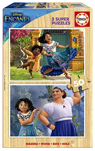 Educa Encanto Disney 2 Puzzles de Madera con 50 Piezas Cada Uno