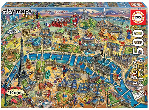 Educa - Mapa de París Puzzle, 500 Piezas, Multicolor (18452)