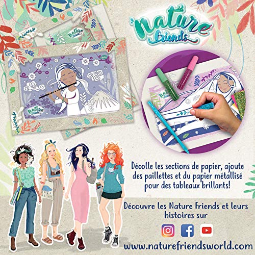 Educa Nature Friends Manualidades. Decora Asuka. Incluye 5 Cuadros autoadhesivos, Purpurina, Papel Metalizado y Herramienta. A Partir de 7 años. 18933, Multicolor