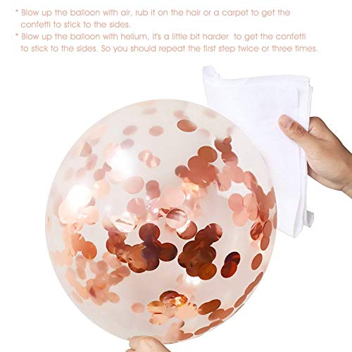 EKKONG 30 Piezas Globo de Confeti,Rose Gold Circle Confeti con Globos de Fiesta de látex para Decoraciones de cumpleaños(30cm)