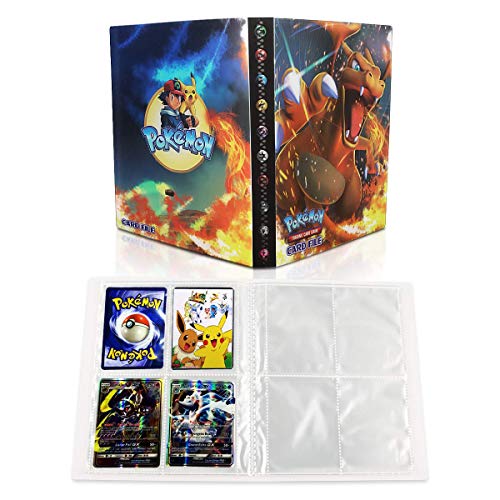 EKKONG Álbum Titular de Tarjetas, GX y EX Cartas Álbum, Carpeta Cartas, Album Carpeta Libro 30 páginas 240 Tarjetas Capacidad (Charizard)