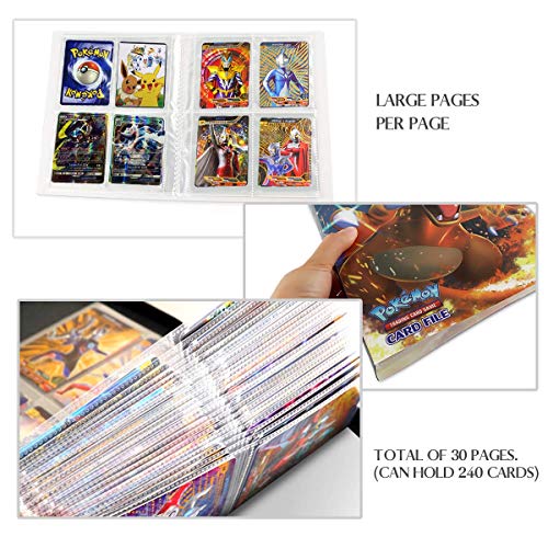 EKKONG Álbum Titular de Tarjetas, GX y EX Cartas Álbum, Carpeta Cartas, Album Carpeta Libro 30 páginas 240 Tarjetas Capacidad (Charizard)