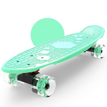 EKRPN patineta Patineta Flash Ruedas Flash Mini Cruiser Scooter Penny Penny Board Pastel Longboard Boys Girls Banana Skate Fuerte Durabilidad ( Color : Green Flash Wheels )