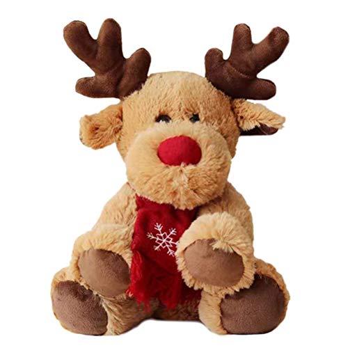 Eksesor Mini Peluches de Alce, muñeco de Alce, Peluche de Alce, Peluche de Reno navideño, con astas y Bufanda roja, Peluches navideños, Regalos de año Nuevo para niños