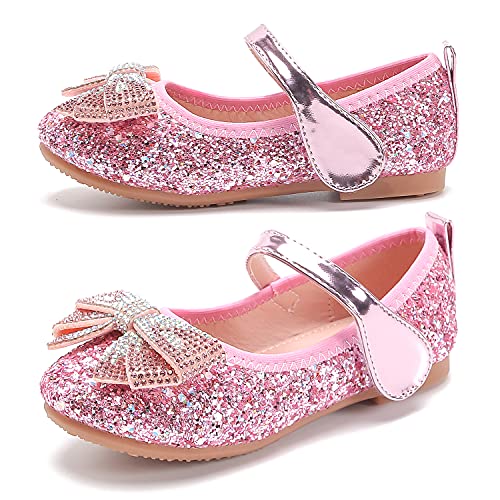 Eleasica Zapatos de Vestir, Lazos de Lentejuelas y Joyas Brillantes, adecuados para Vestidos de Princesa, Bodas, comuniones, Ceremonias, Juegos de rol de Princesas, Disfraz de Carnaval (3-12 años)