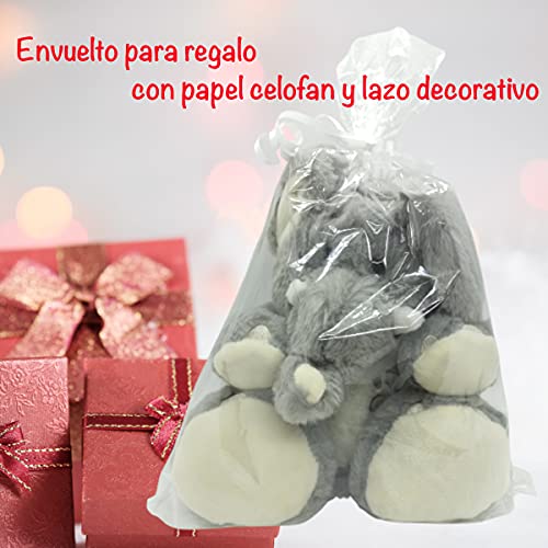 Elefante de peluche para regalo con frase original de 25 cm - Regalos para hombre y mujer - Regalos para amigas originales (01. TE QUIERO)