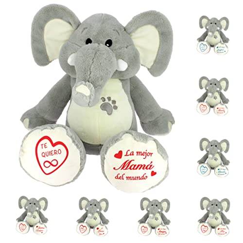 Elefante de Peluche para Regalo con Frase Original de 25 cm - Regalos para Hombre y Mujer - Regalos para Amigas Originales (03. Mama)