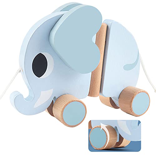 Elefante Push-Pull Juguetes, Remolques para Niños Pequeños, Rodillos Silenciosos, Caminar-guiados Remolques con La Capacidad De Los Niños De Coordinación del Bebé Juguetes De Dibujos Animados