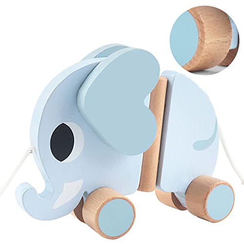 Elefante Push-Pull Juguetes, Remolques para Niños Pequeños, Rodillos Silenciosos, Caminar-guiados Remolques con La Capacidad De Los Niños De Coordinación del Bebé Juguetes De Dibujos Animados