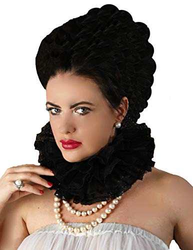 Elizabethan cou Ruff Tudor médiévale pour femme - noir - Taille unique