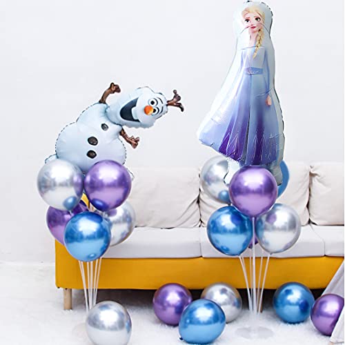 Elsa - Decoración para fiesta de cumpleaños, 7 unidades, globos de helio congelados, para niñas y mujeres, cumpleaños, baby shower, fiesta de fondo