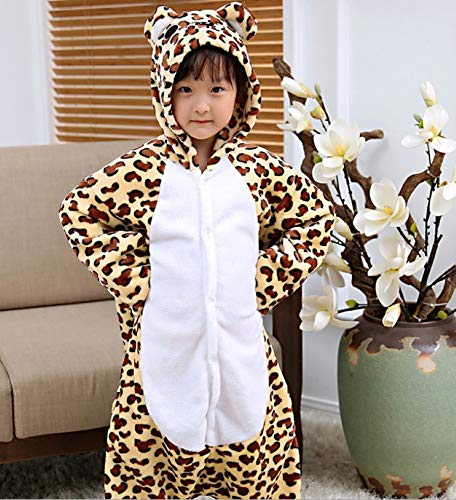 emmarcon Kigurumi Pijama Animales de Niño Niños Traje Disfraz Carnaval Halloween Fiesta Cosplay Unisex LEOPARDO 4-5 Años