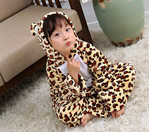 emmarcon Kigurumi Pijama Animales de Niño Niños Traje Disfraz Carnaval Halloween Fiesta Cosplay Unisex LEOPARDO 4-5 Años