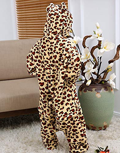 emmarcon Kigurumi Pijama Animales de Niño Niños Traje Disfraz Carnaval Halloween Fiesta Cosplay Unisex LEOPARDO 4-5 Años