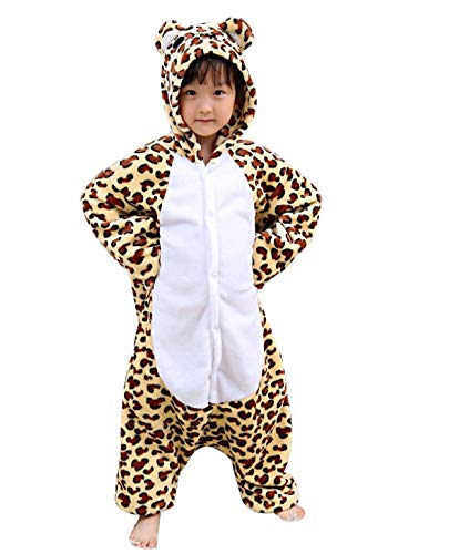 emmarcon Kigurumi Pijama Animales de Niño Niños Traje Disfraz Carnaval Halloween Fiesta Cosplay Unisex LEOPARDO 4-5 Años