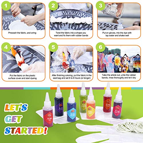 Emooqi Tie Dye Kit, Textiles de Tela 24 Piezas Colores Vibrantes Adecuado para Arte de Bricolaje Tie-Dye para Niños y Adultos