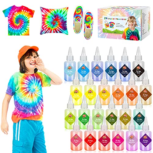 Emooqi Tie Dye Kit, Textiles de Tela 24 Piezas Colores Vibrantes Adecuado para Arte de Bricolaje Tie-Dye para Niños y Adultos