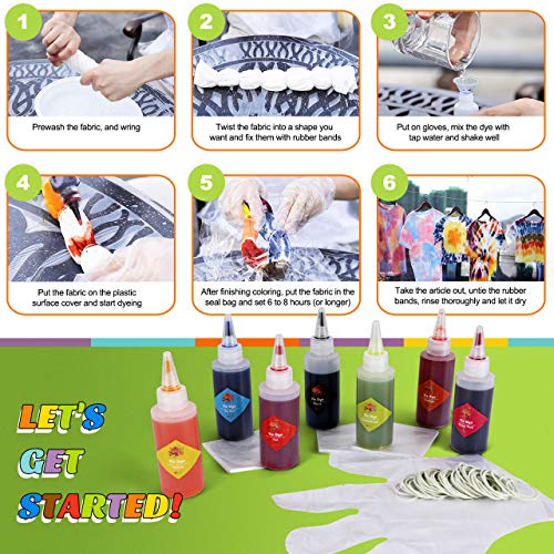 Emooqi Tie Dye Kit, Textiles de Tela 8 Piezas Colores Vibrantes Adecuado para Arte de Bricolaje Tie-Dye para Niños y Adultos (8 Colores)