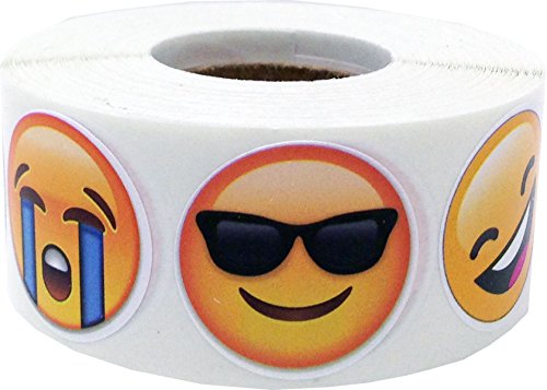 Emoticon Emoji Pegatinas de Cara Feliz, 25 mm 1 Pulgadas Etiquetas Circulares Divertidas 500 Paquete