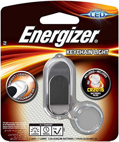 Energizer 625704 Hi-Tech - Llavero linterna LED con 1 pila CR203, color plateado