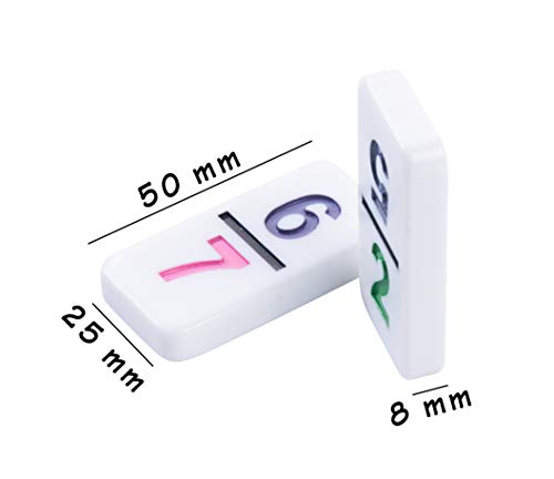 Engelhart - 250125 - Dominó numérico Versión Doble 9 - 2-4 Jugadores - 55 dominó de 8 mm de Grosor - Juego de dominó fácil de Jugar - En Caja de Madera Maciza