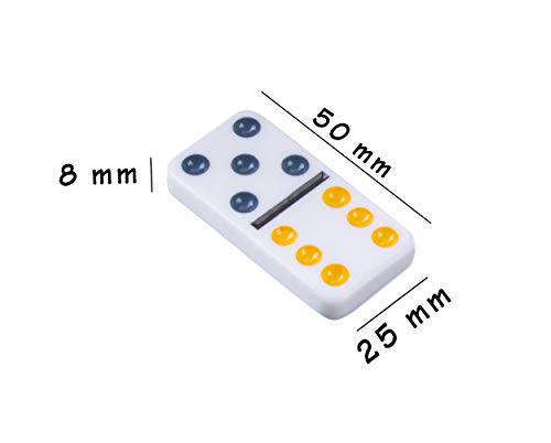 Engelhart - Dominó Tren Mexicano versión números / Versión clásica Doble 12 - 2 - 8 Jugadores - 91 Dominó Grueso y de Colores - 8 mm de Grosor - Trenes de 8 Colores incluidos (Clásico)
